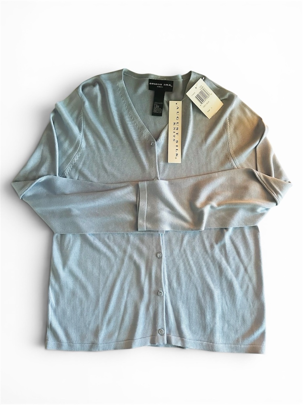 August Silk Light Blue V-Neck Button Cardigan